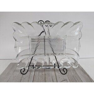 Vintage Clear Pressed Glass Relish Plate Tray 10 3/4"